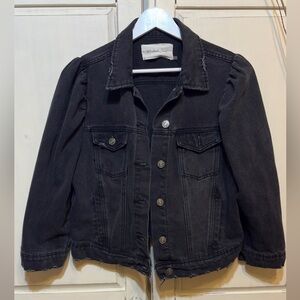 Black Denim Jacket Versona Ruffle S